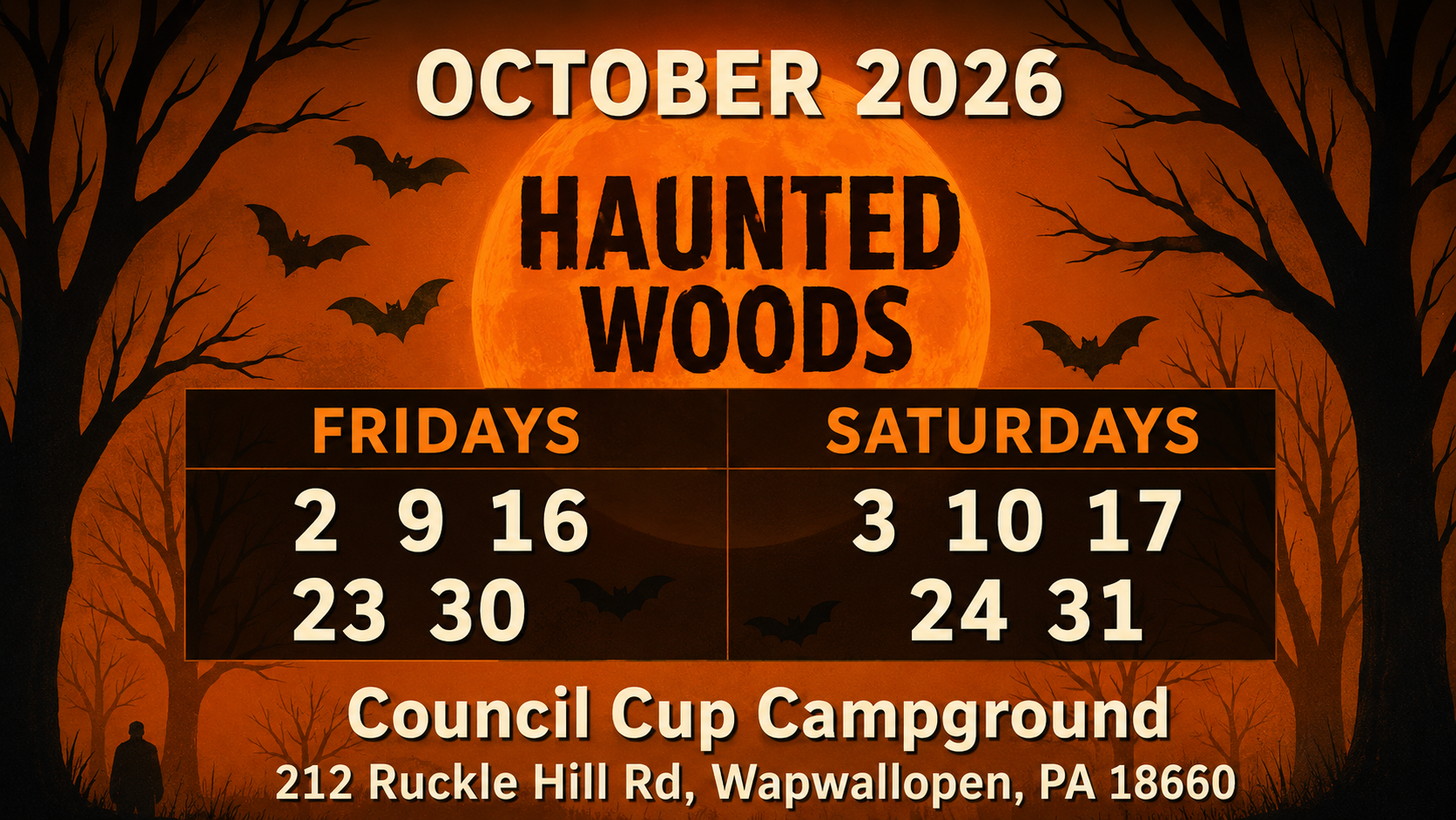 2026 Haunted Woods operating dates
